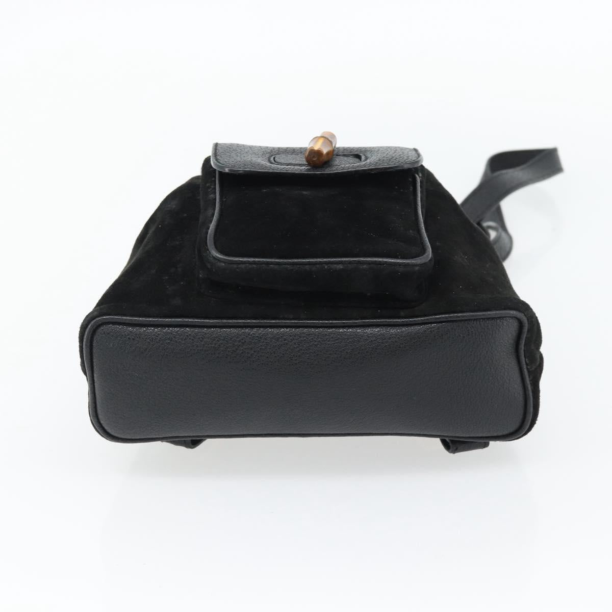 GUCCI Bamboo Backpack Suede Leather Black Auth BA6791