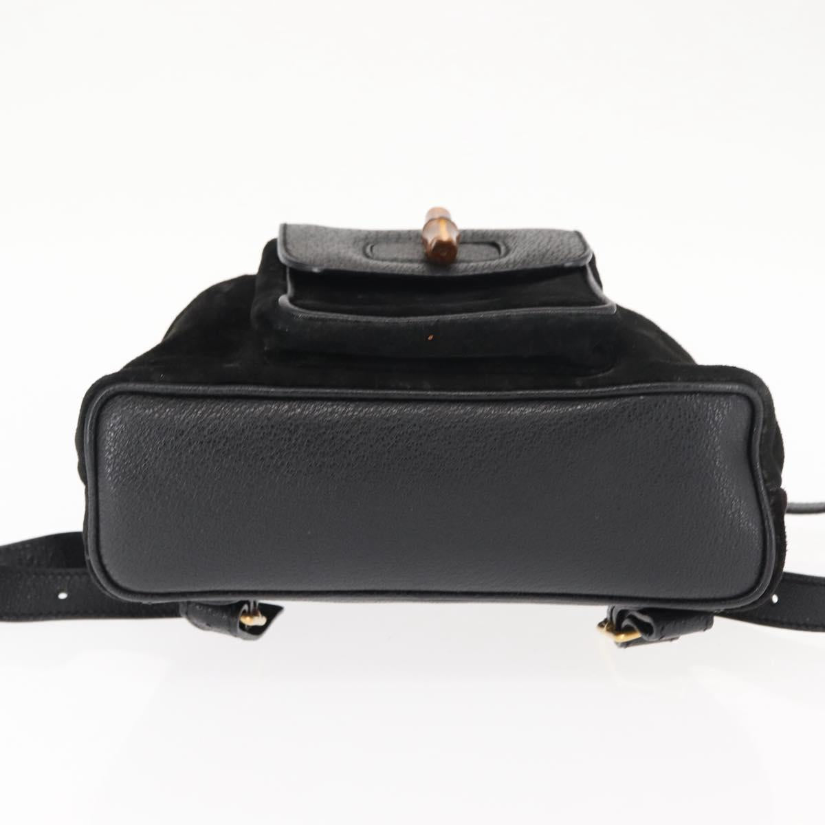 GUCCI Bamboo Backpack Suede Leather Black Auth BA6791