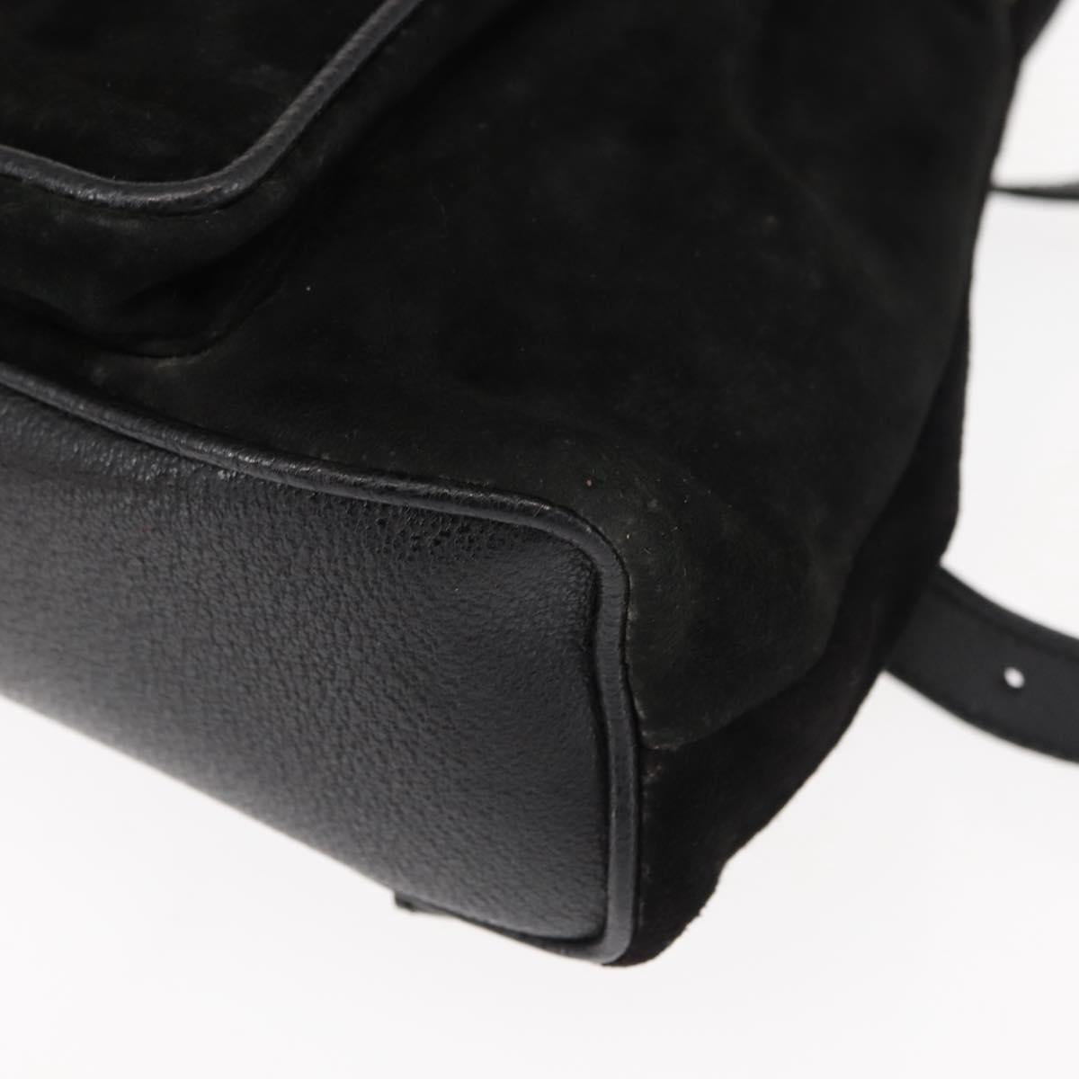 GUCCI Bamboo Backpack Suede Leather Black Auth BA6791