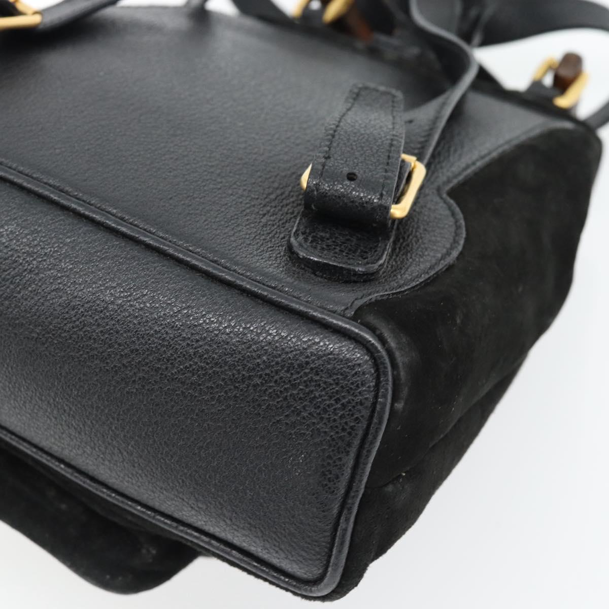 GUCCI Bamboo Backpack Suede Leather Black Auth BA6791
