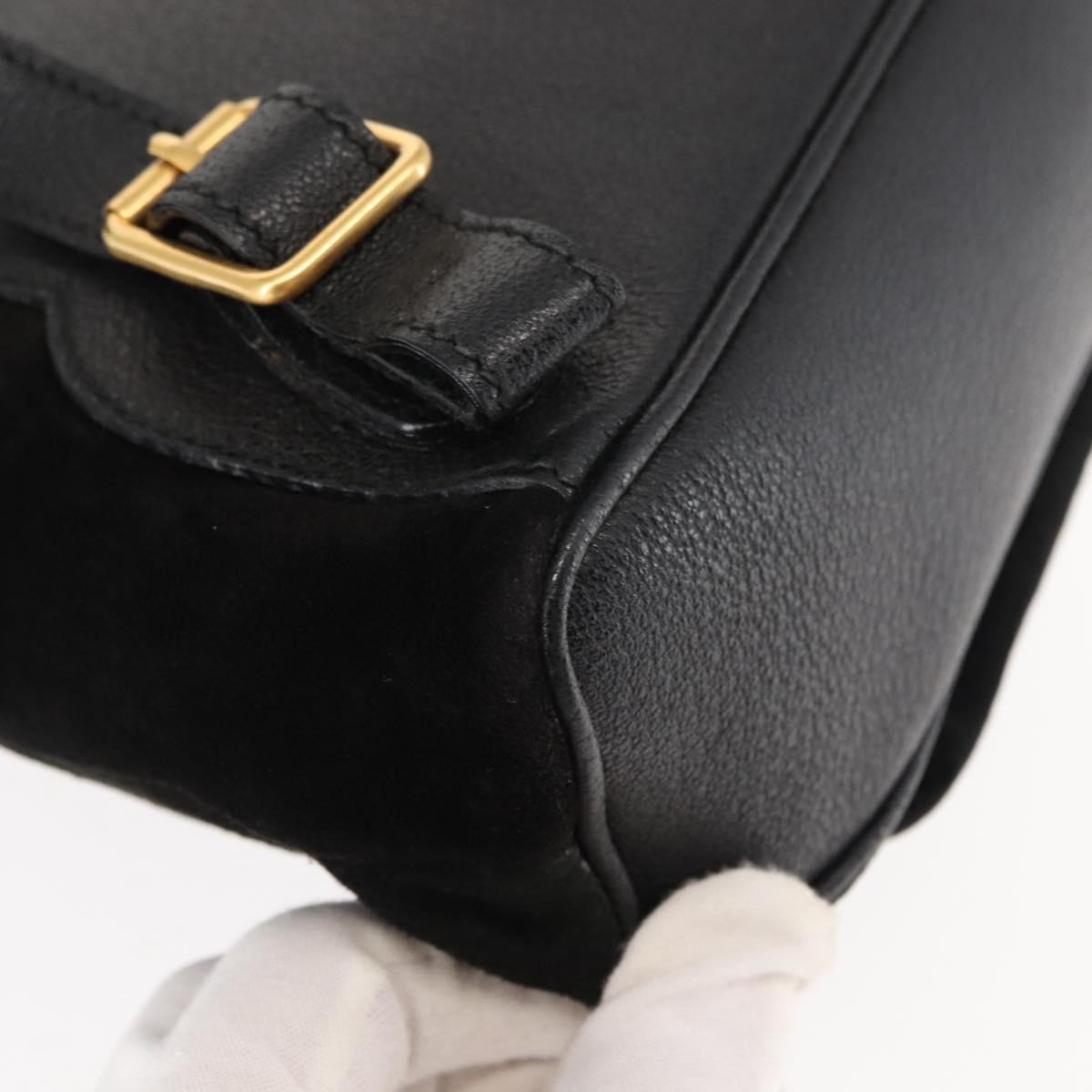 GUCCI Bamboo Backpack Suede Leather Black Auth BA6791