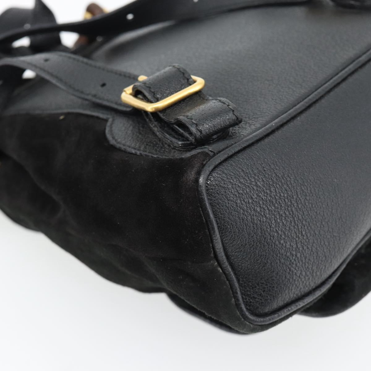 GUCCI Bamboo Backpack Suede Leather Black Auth BA6791