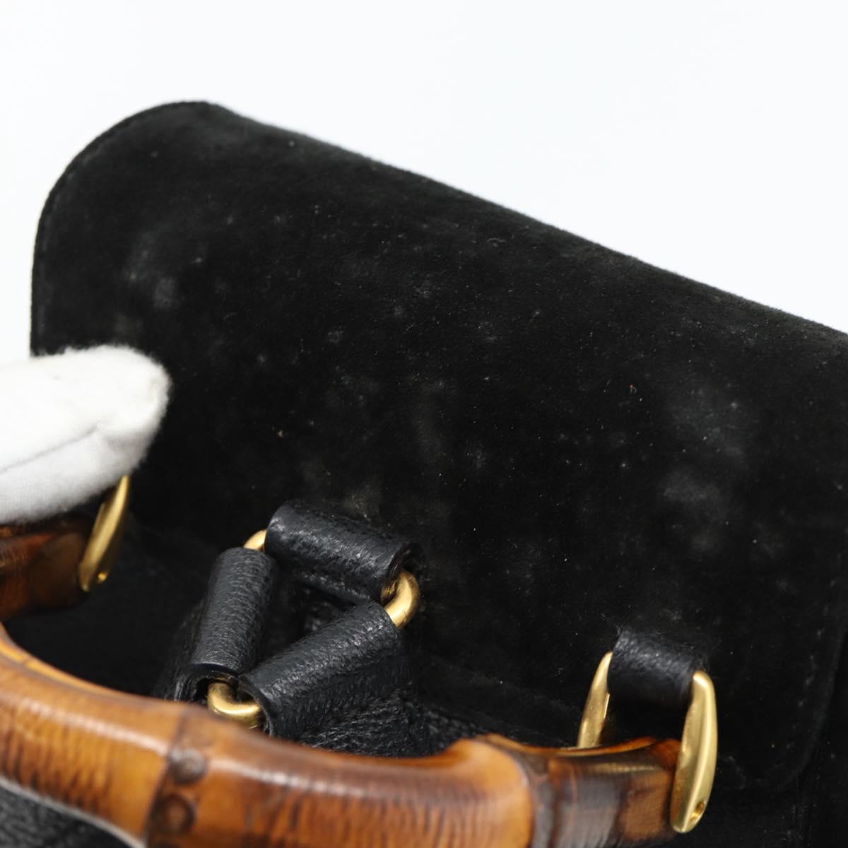 GUCCI Bamboo Backpack Suede Leather Black Auth BA6791