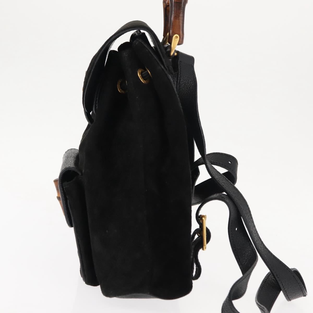 GUCCI Bamboo Backpack Suede Leather Black Auth BA6791