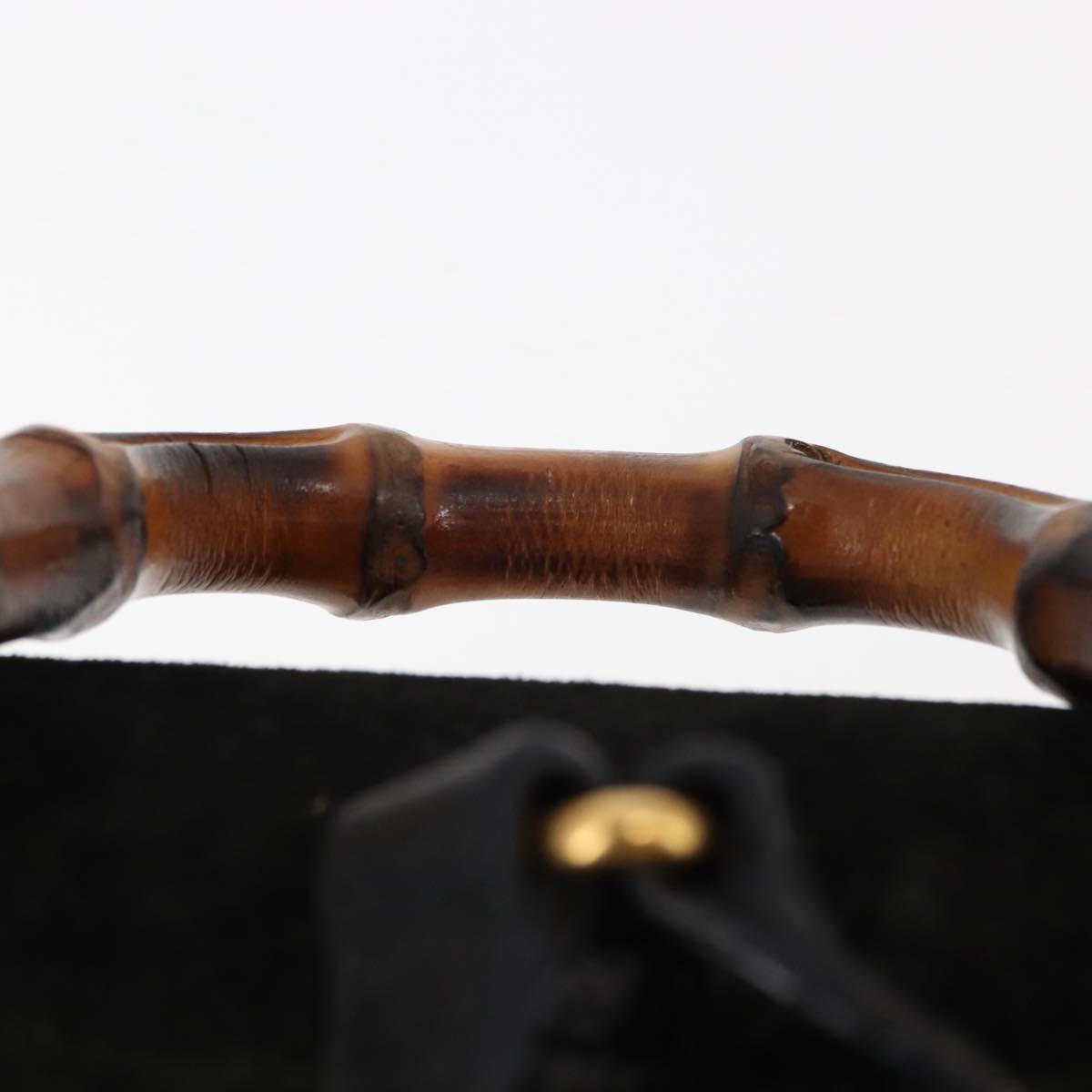 GUCCI Bamboo Backpack Suede Leather Black Auth BA6791