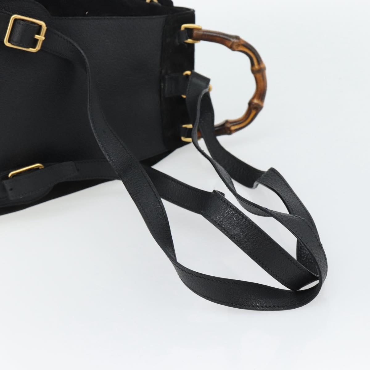 GUCCI Bamboo Backpack Suede Leather Black Auth BA6791