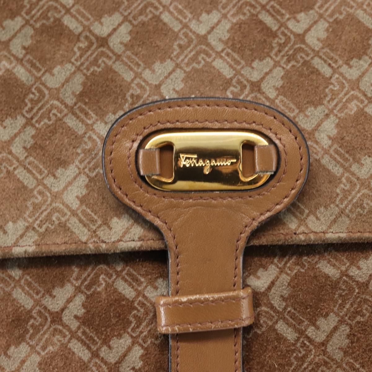 Salvatore Ferragamo Shoulder Bag Suede Beige Auth ba6792