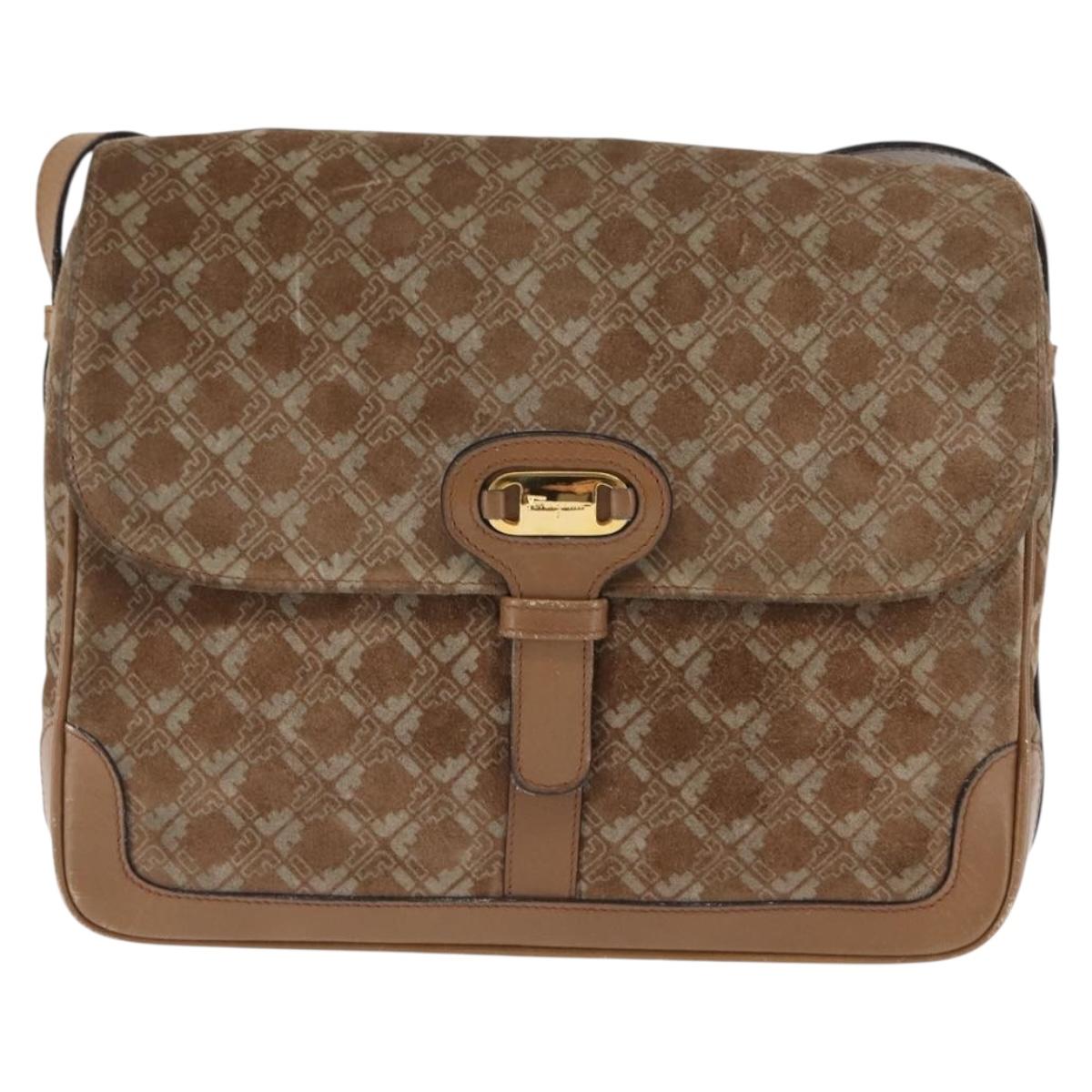 Salvatore Ferragamo Shoulder Bag Suede Beige Auth ba6792