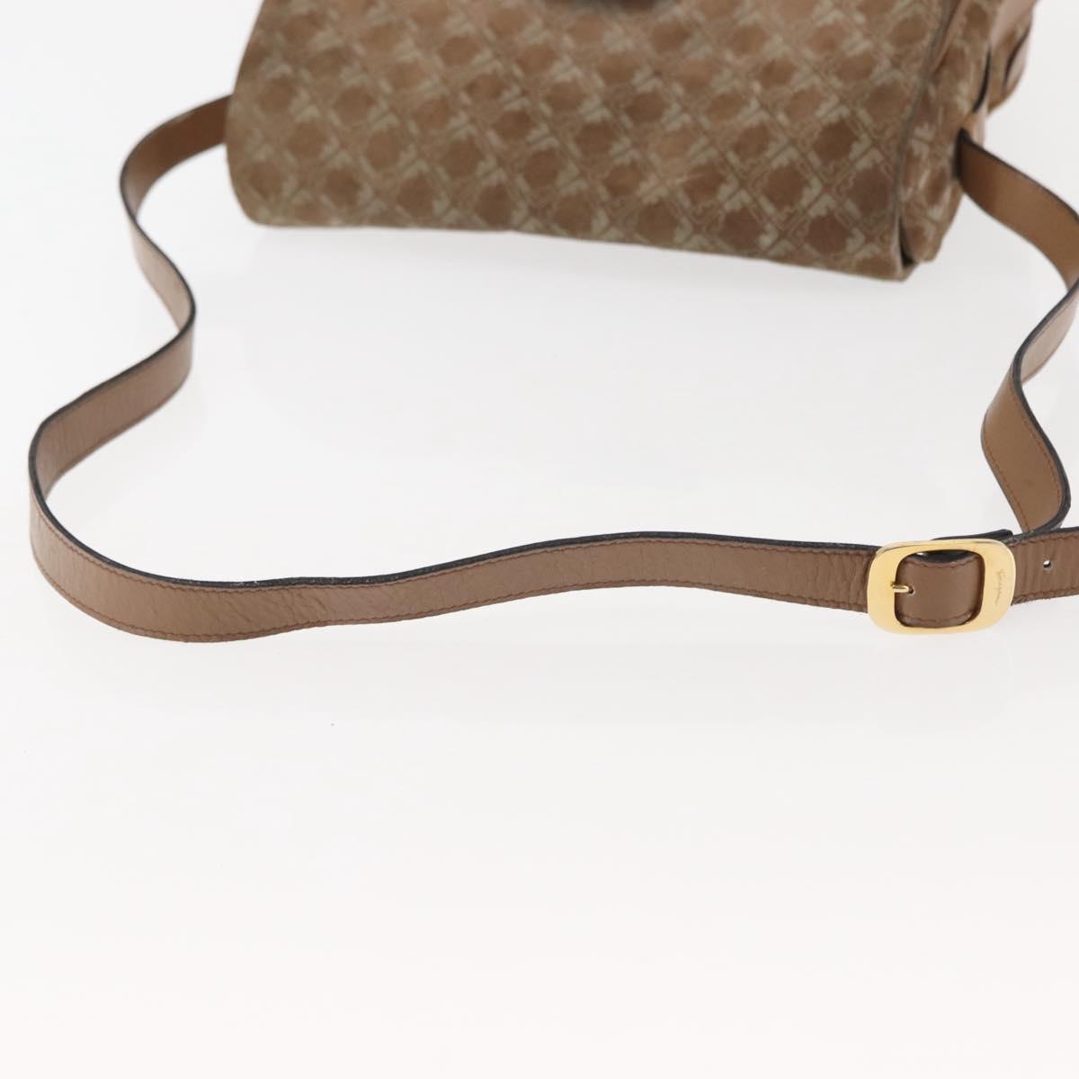 Salvatore Ferragamo Shoulder Bag Suede Beige Auth ba6792