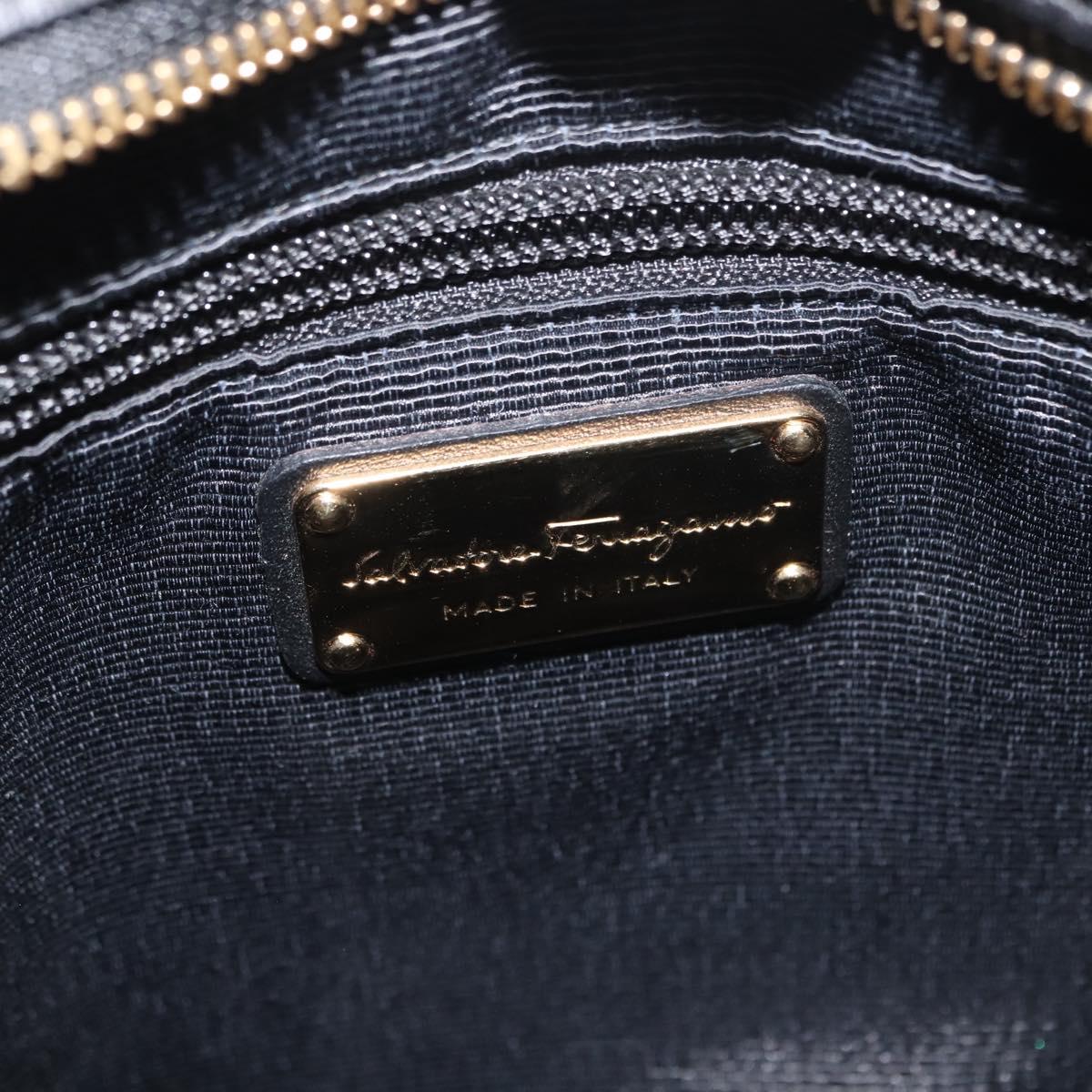 Salvatore Ferragamo Vala Shoulder Bag Nylon Enamel Black Auth BA6793