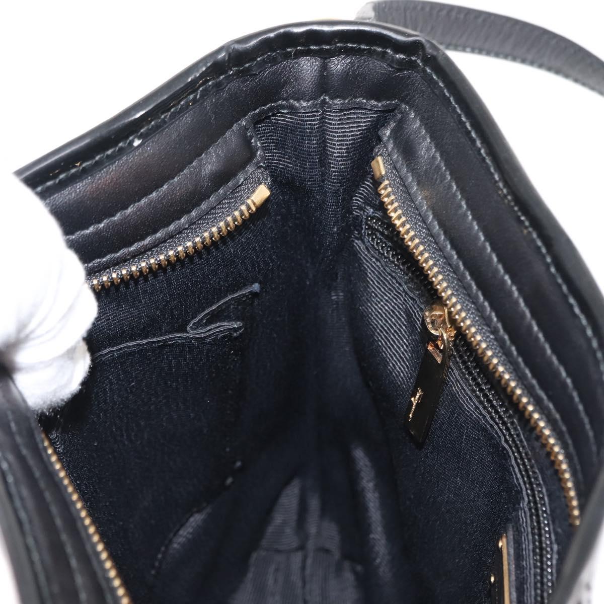 Salvatore Ferragamo Vala Shoulder Bag Nylon Enamel Black Auth BA6793