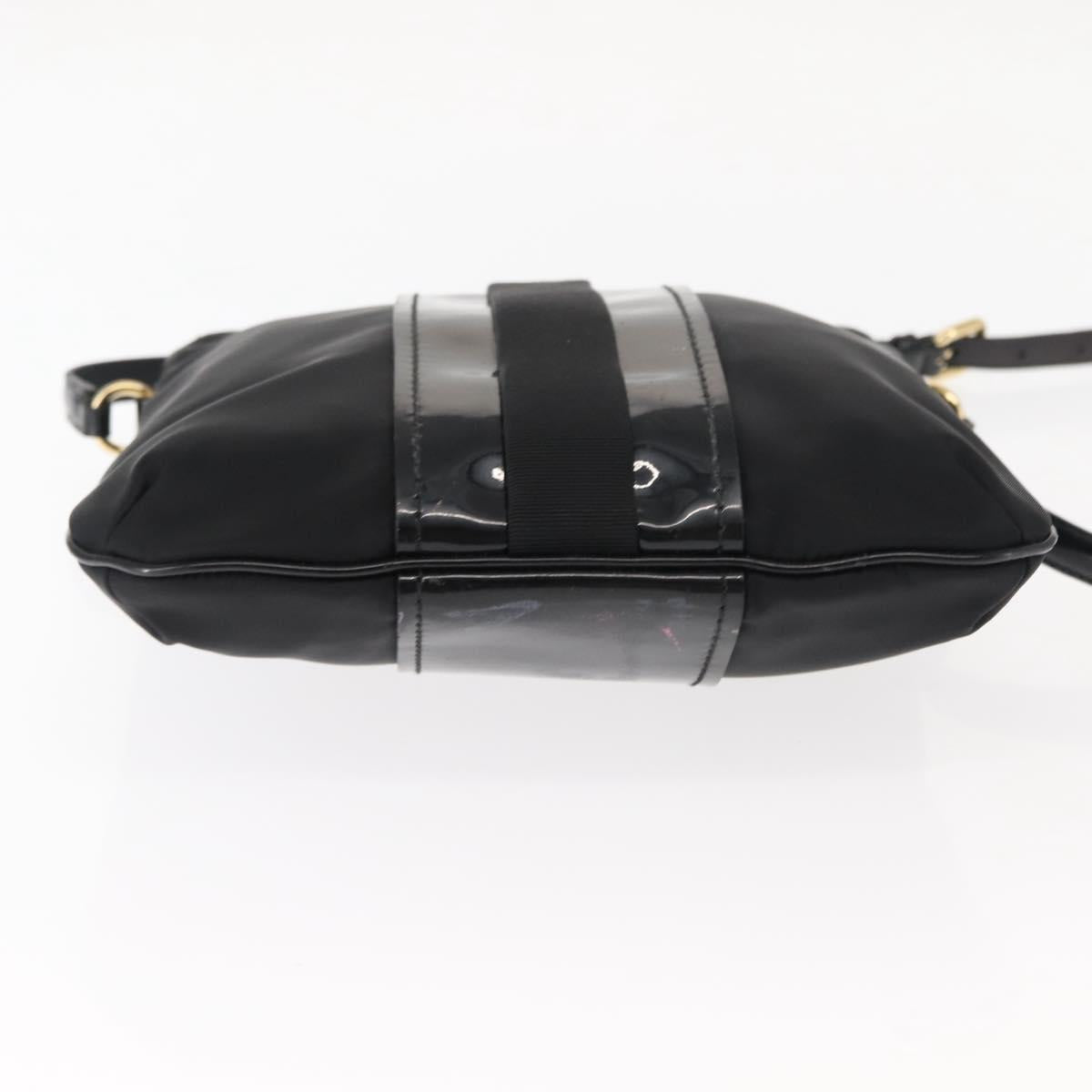 Salvatore Ferragamo Vala Shoulder Bag Nylon Enamel Black Auth BA6793