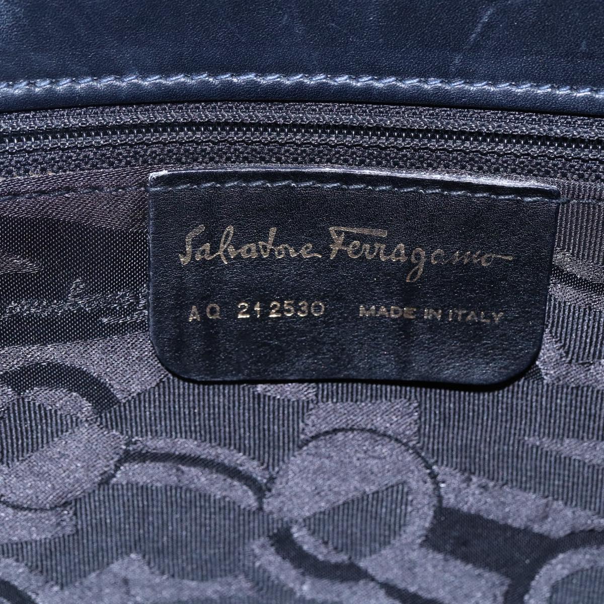 Salvatore Ferragamo Vala Tote Bag Leather Navy Auth ba6794