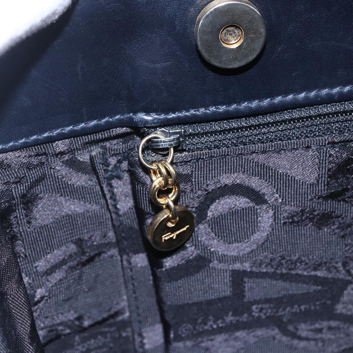 Salvatore Ferragamo Vala Tote Bag Leather Navy Auth ba6794