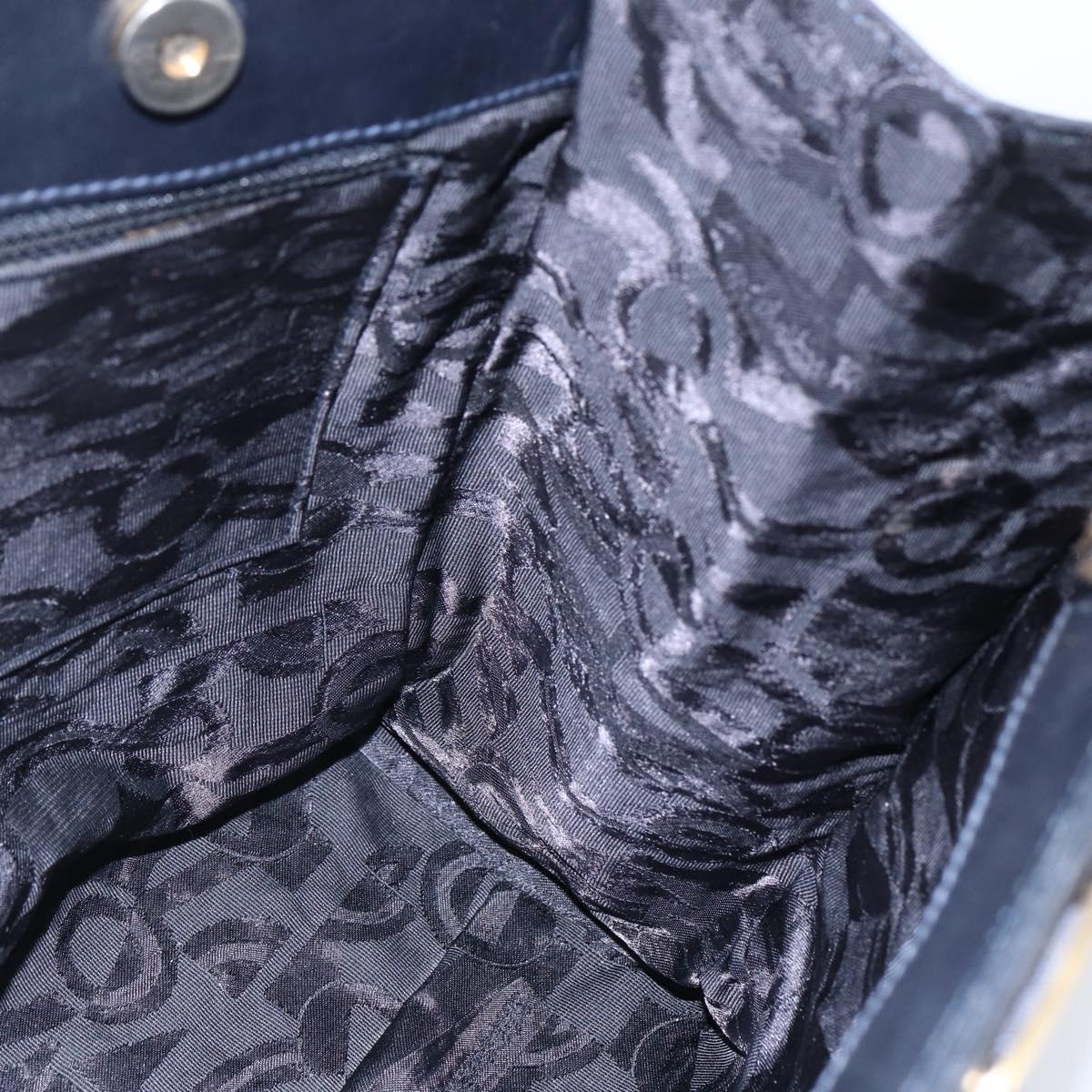 Salvatore Ferragamo Vala Tote Bag Leather Navy Auth ba6794