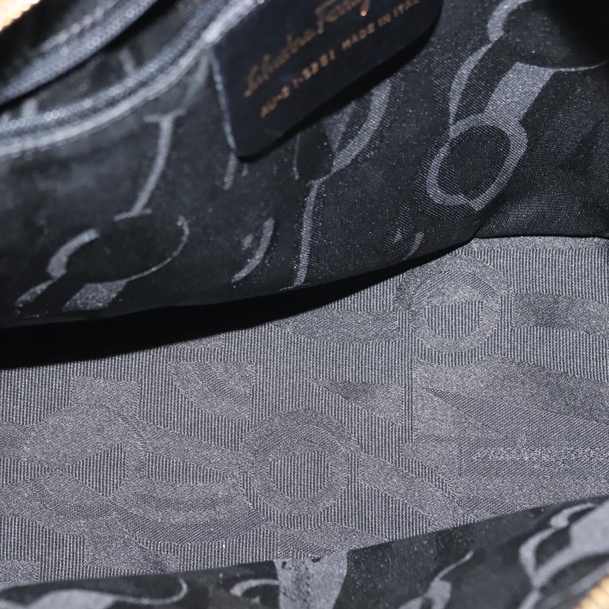 Salvatore Ferragamo Vala Hand Bag Canvas 2way Black Auth BA6795