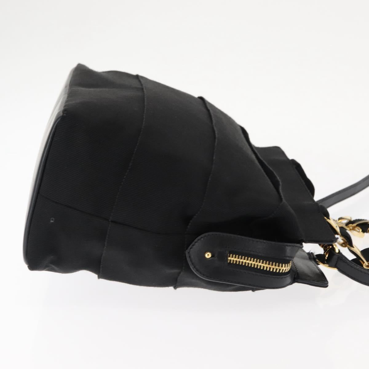 Salvatore Ferragamo Vala Hand Bag Canvas 2way Black Auth BA6795
