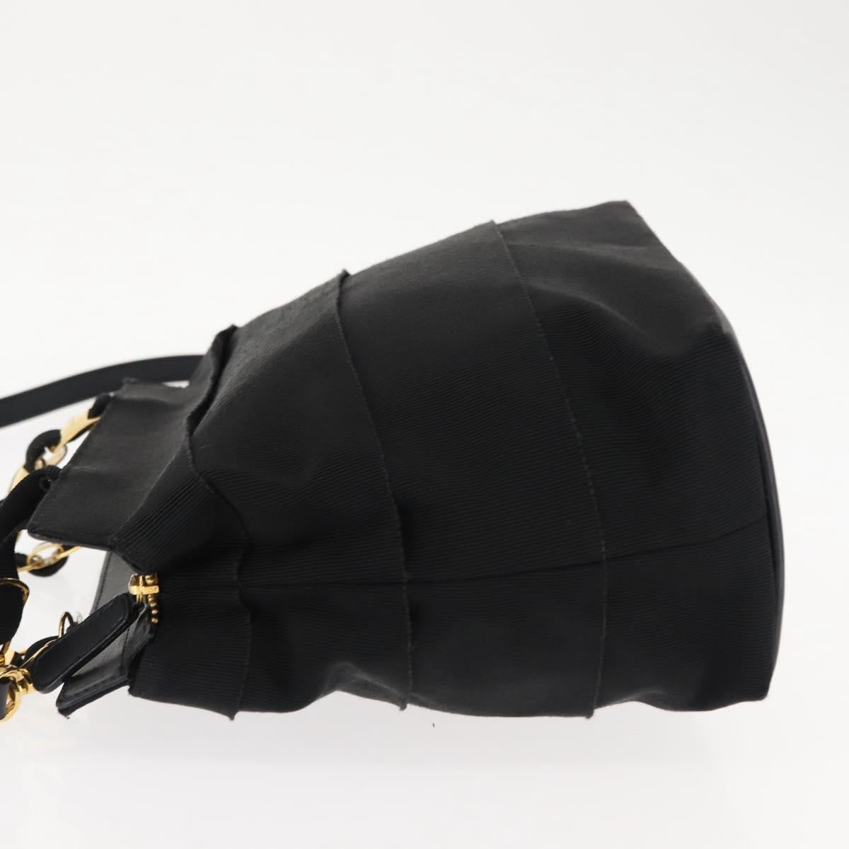 Salvatore Ferragamo Vala Hand Bag Canvas 2way Black Auth BA6795