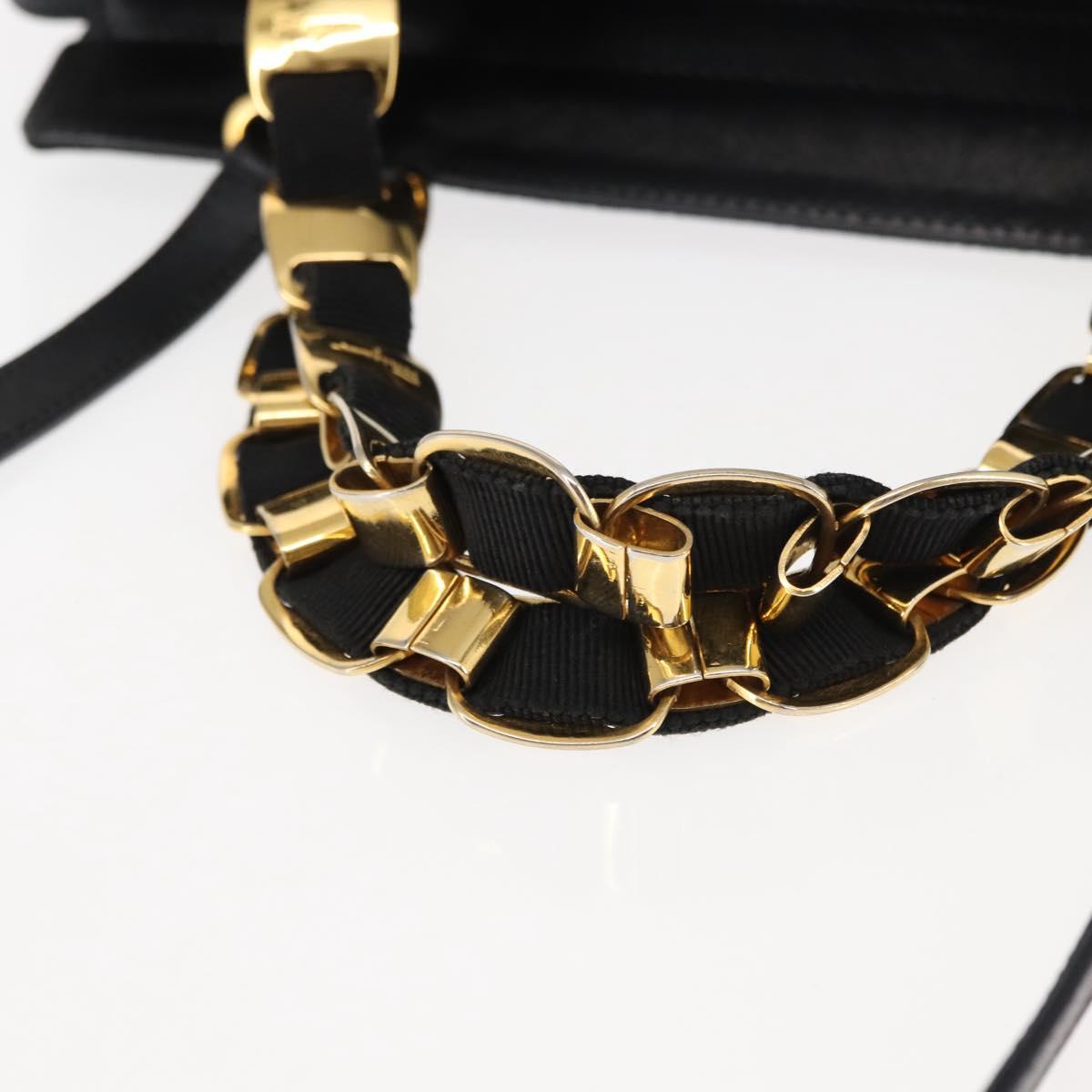 Salvatore Ferragamo Vala Hand Bag Canvas 2way Black Auth BA6795