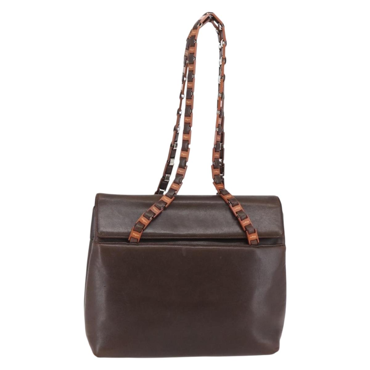 Salvatore Ferragamo Shoulder Bag Leather Brown Auth BA6796