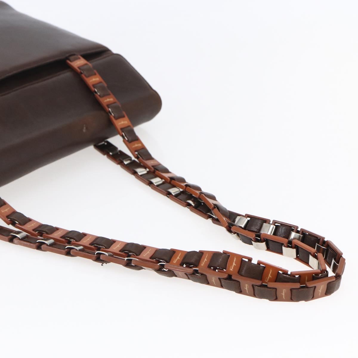 Salvatore Ferragamo Shoulder Bag Leather Brown Auth BA6796
