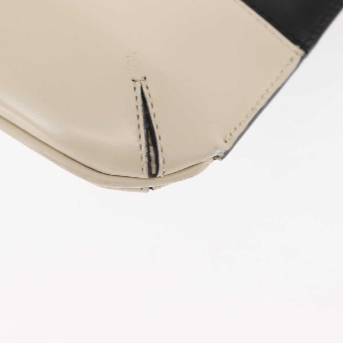 Salvatore Ferragamo Gancini Shoulder Bag Leather Black White Auth BA6797
