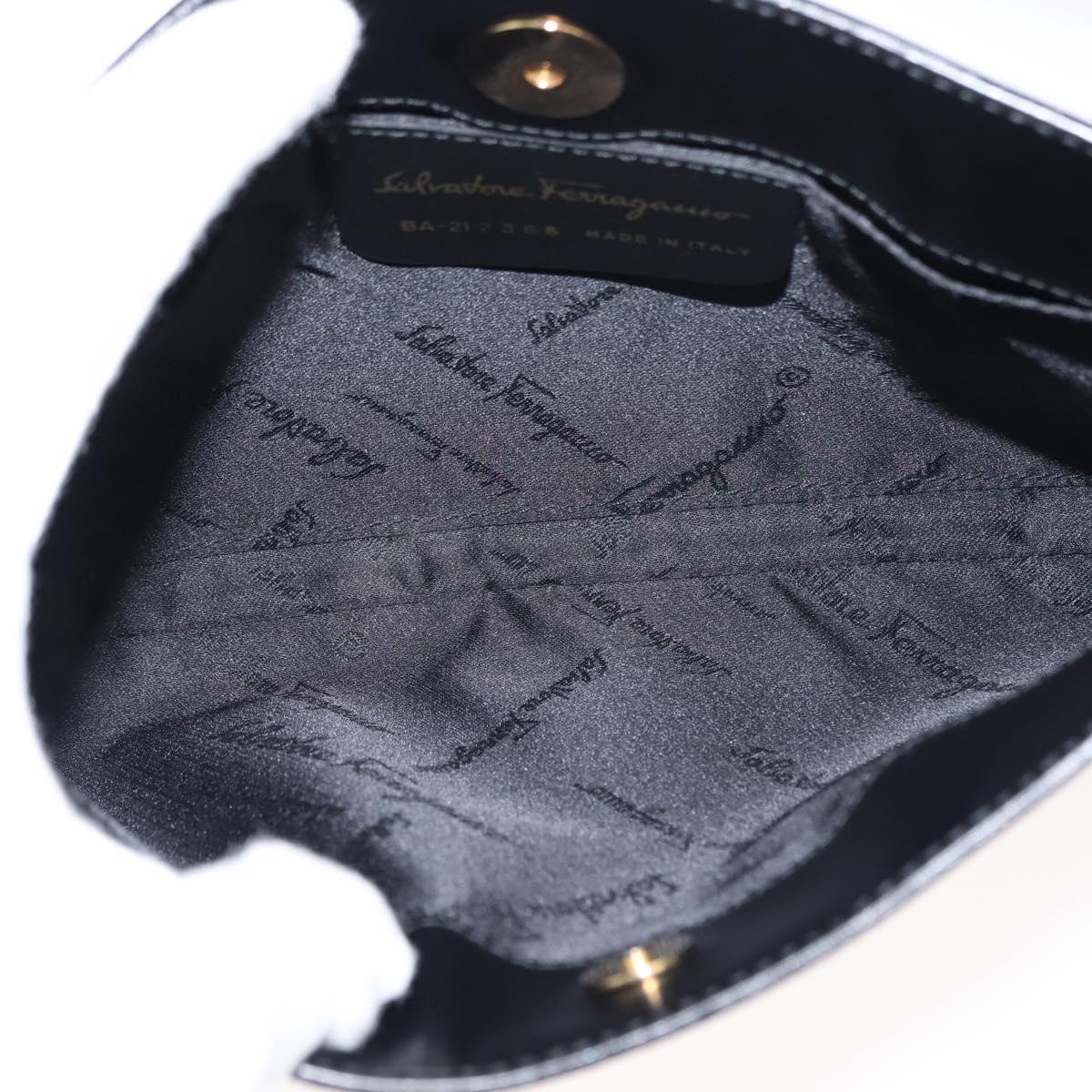 Salvatore Ferragamo Gancini Shoulder Bag Leather Black White Auth BA6797
