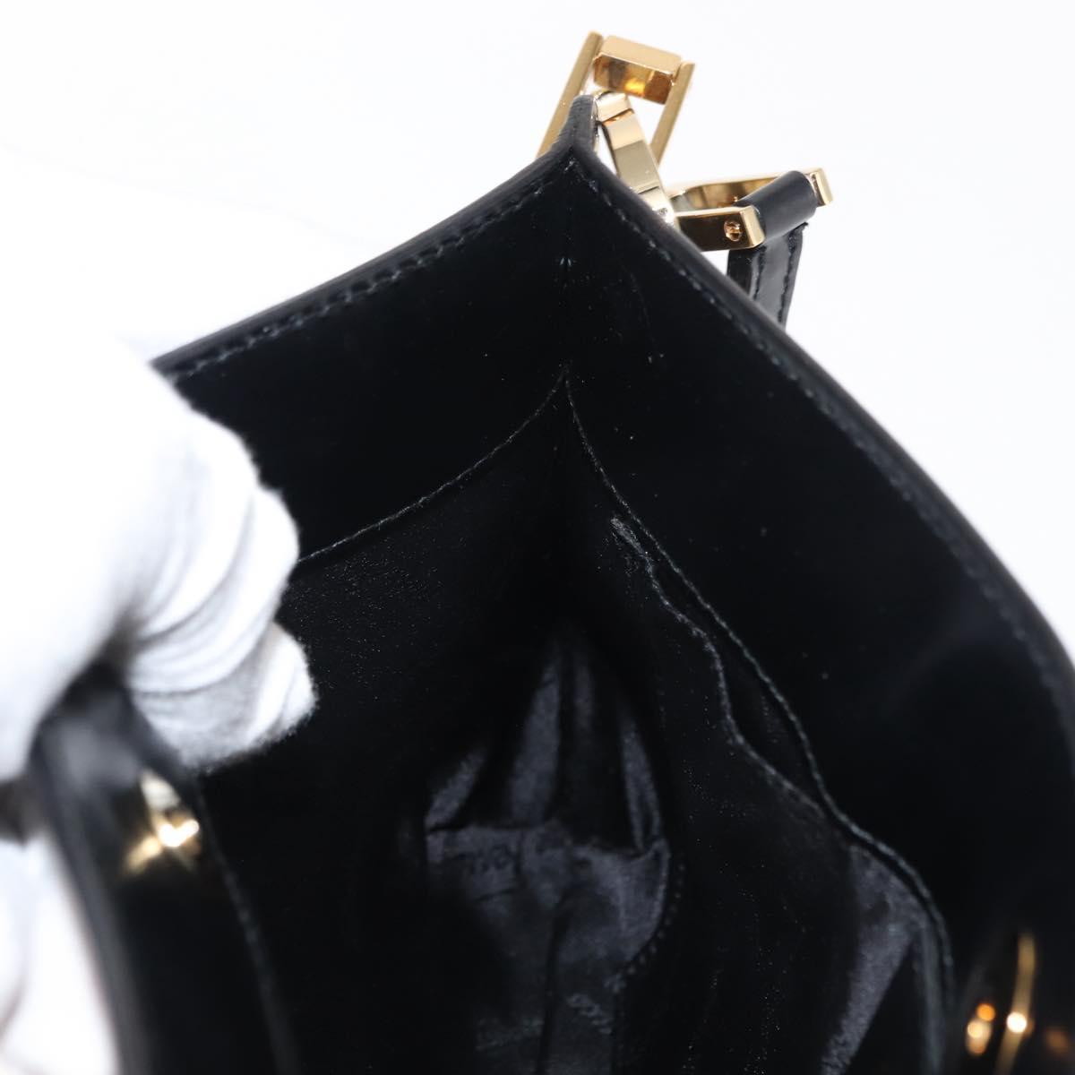 Salvatore Ferragamo Gancini Shoulder Bag Leather Black White Auth BA6797