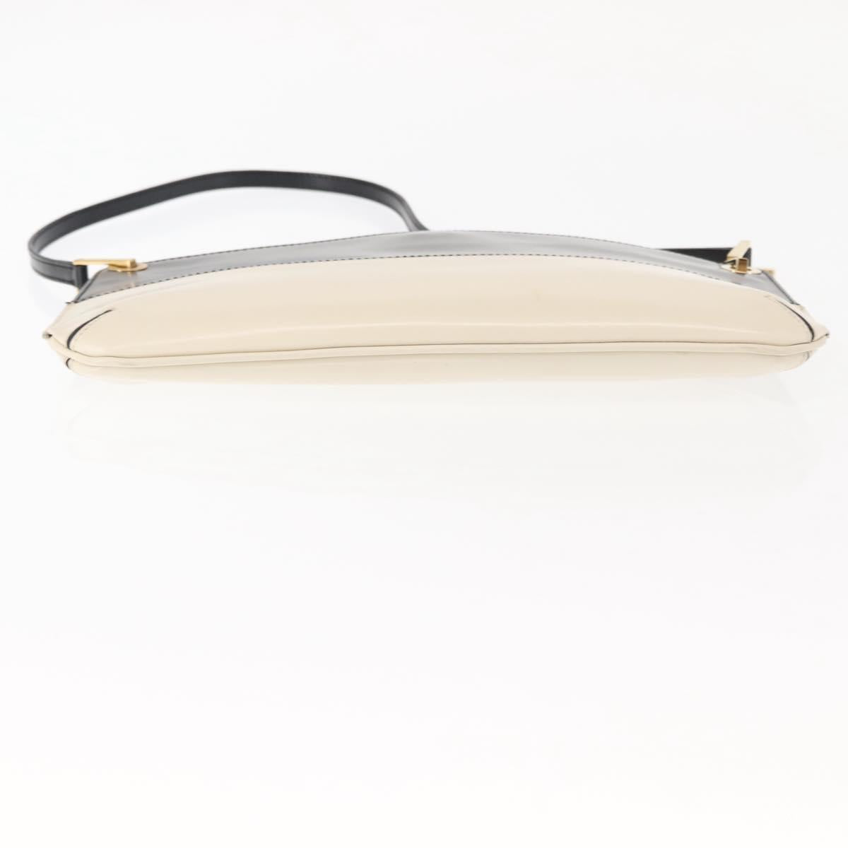 Salvatore Ferragamo Gancini Shoulder Bag Leather Black White Auth BA6797