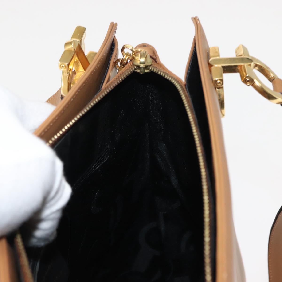 Salvatore Ferragamo Gancini Shoulder Bag Leather Beige Auth BA6798