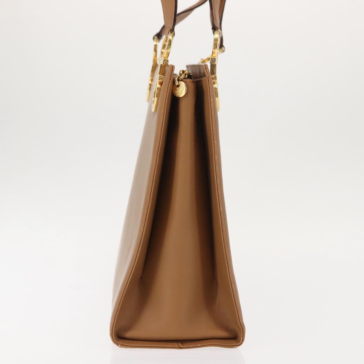 Salvatore Ferragamo Gancini Shoulder Bag Leather Beige Auth BA6798