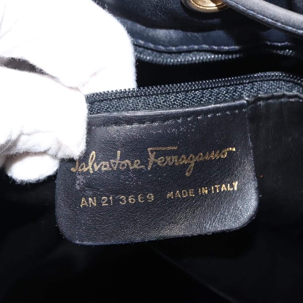 Salvatore Ferragamo Shoulder Bag Leather Navy Auth BA6799
