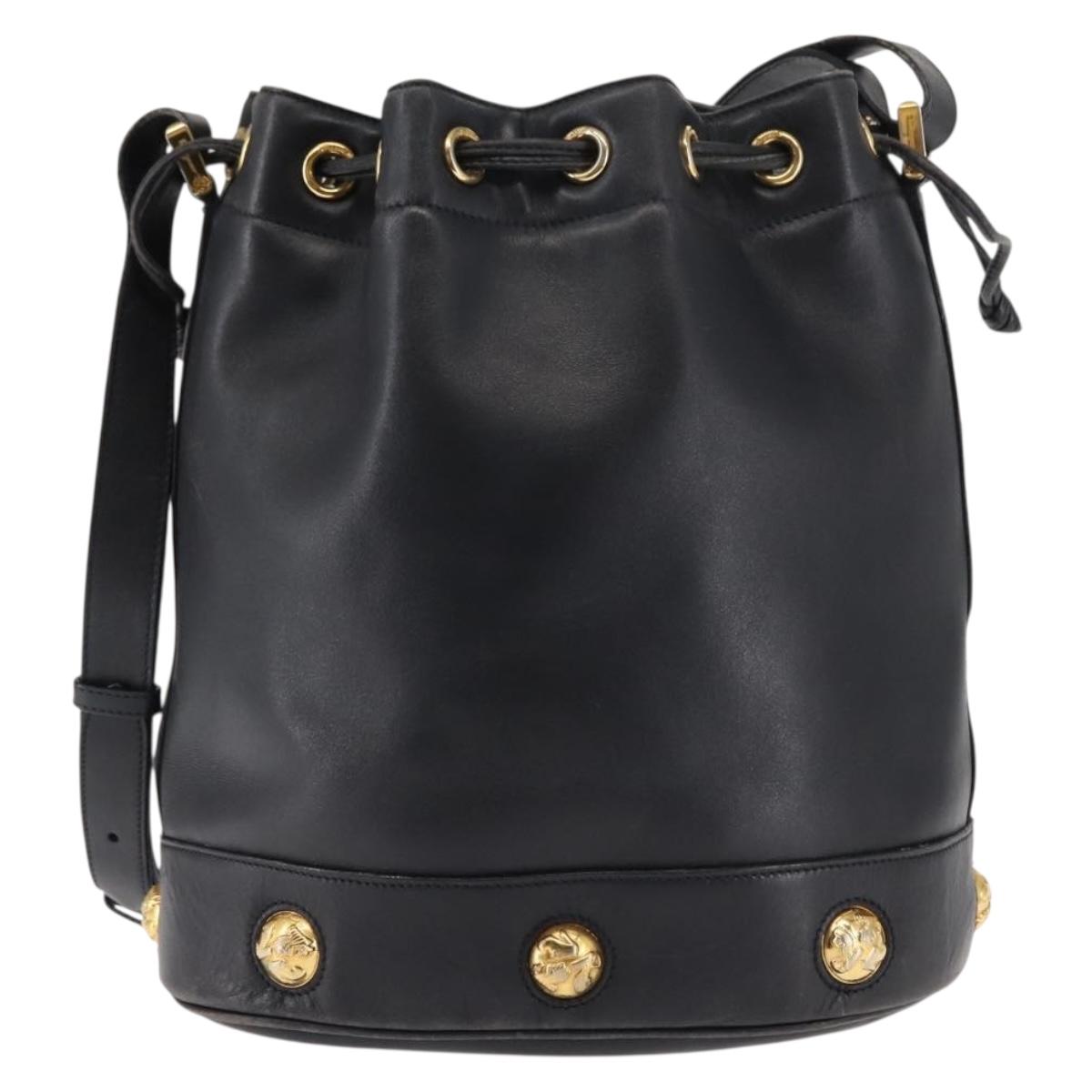 Salvatore Ferragamo Shoulder Bag Leather Navy Auth BA6799