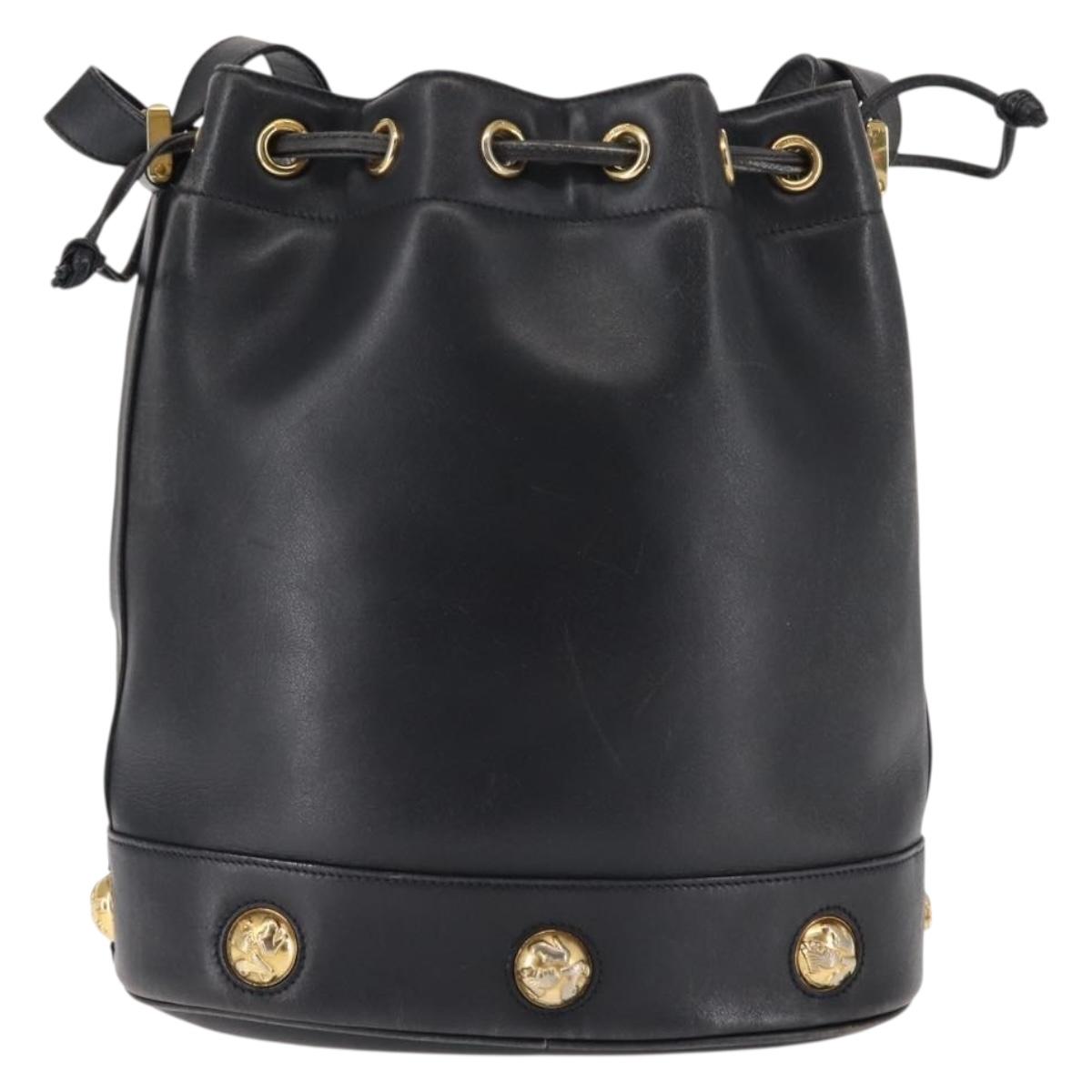 Salvatore Ferragamo Shoulder Bag Leather Navy Auth BA6799