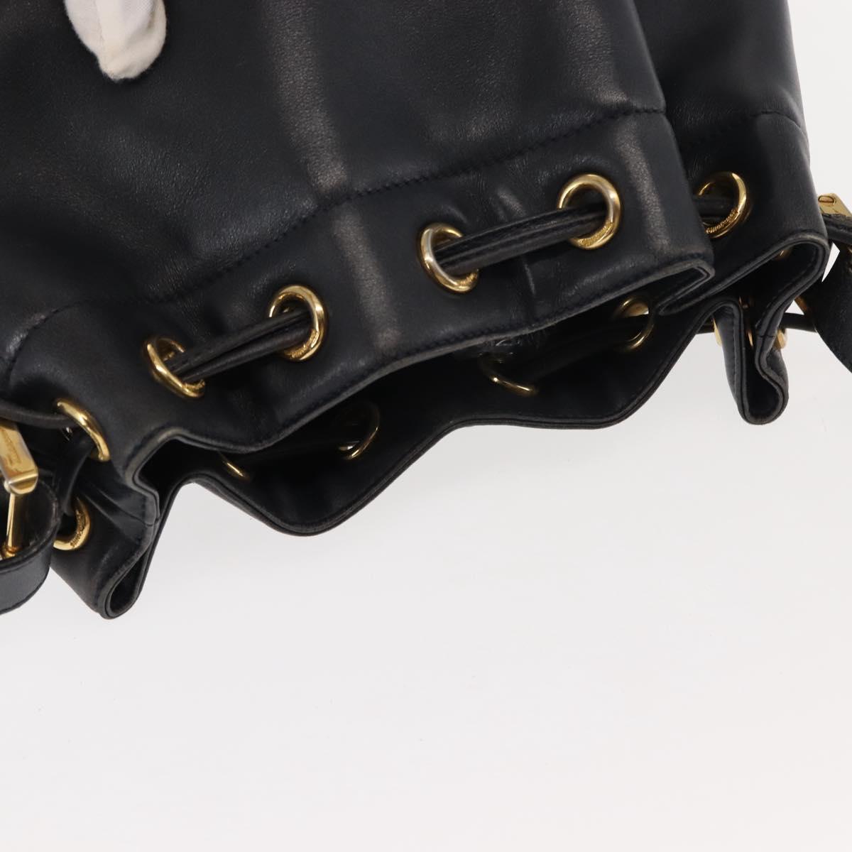 Salvatore Ferragamo Shoulder Bag Leather Navy Auth BA6799