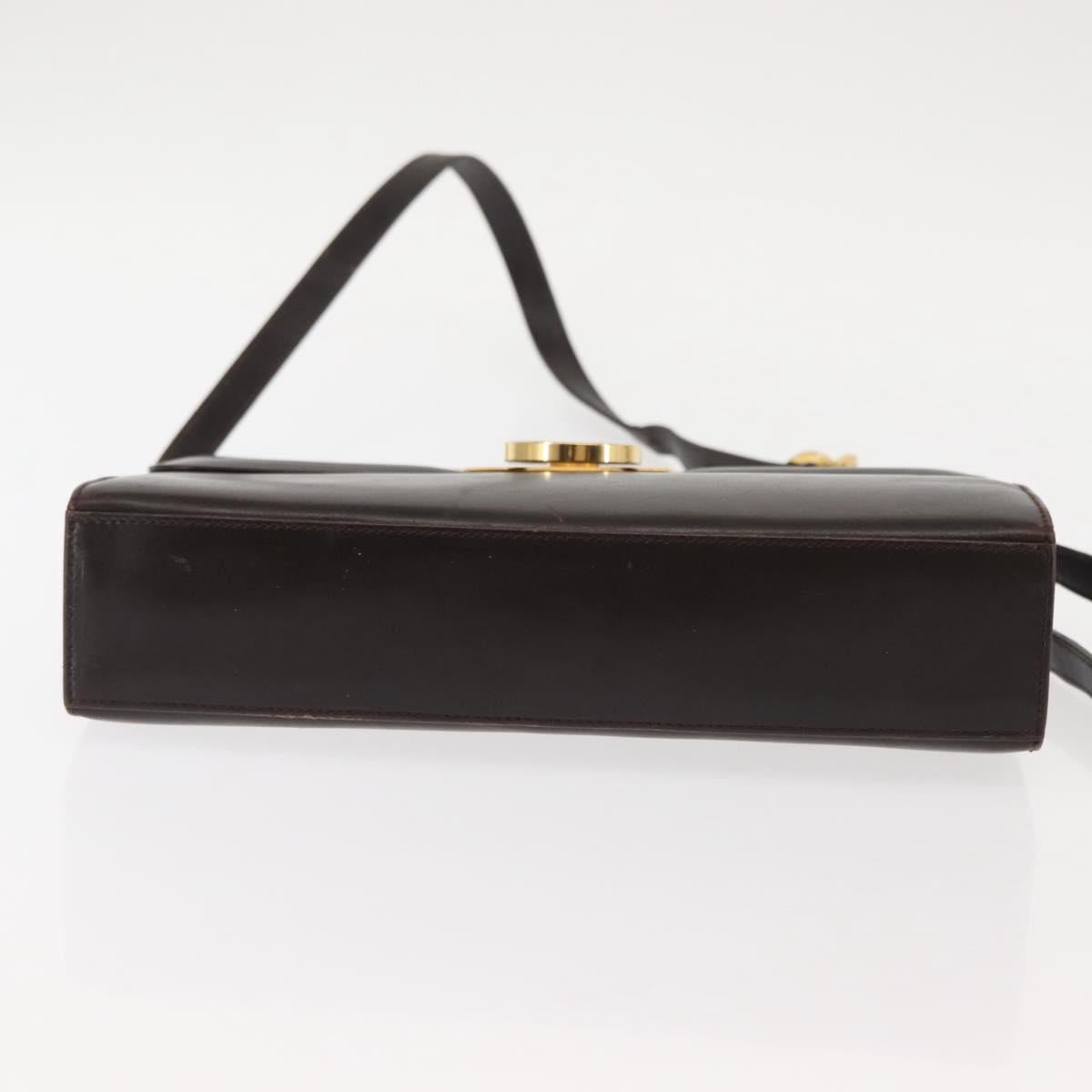 Salvatore Ferragamo Gancini Shoulder Bag Leather Brown Auth BA6800