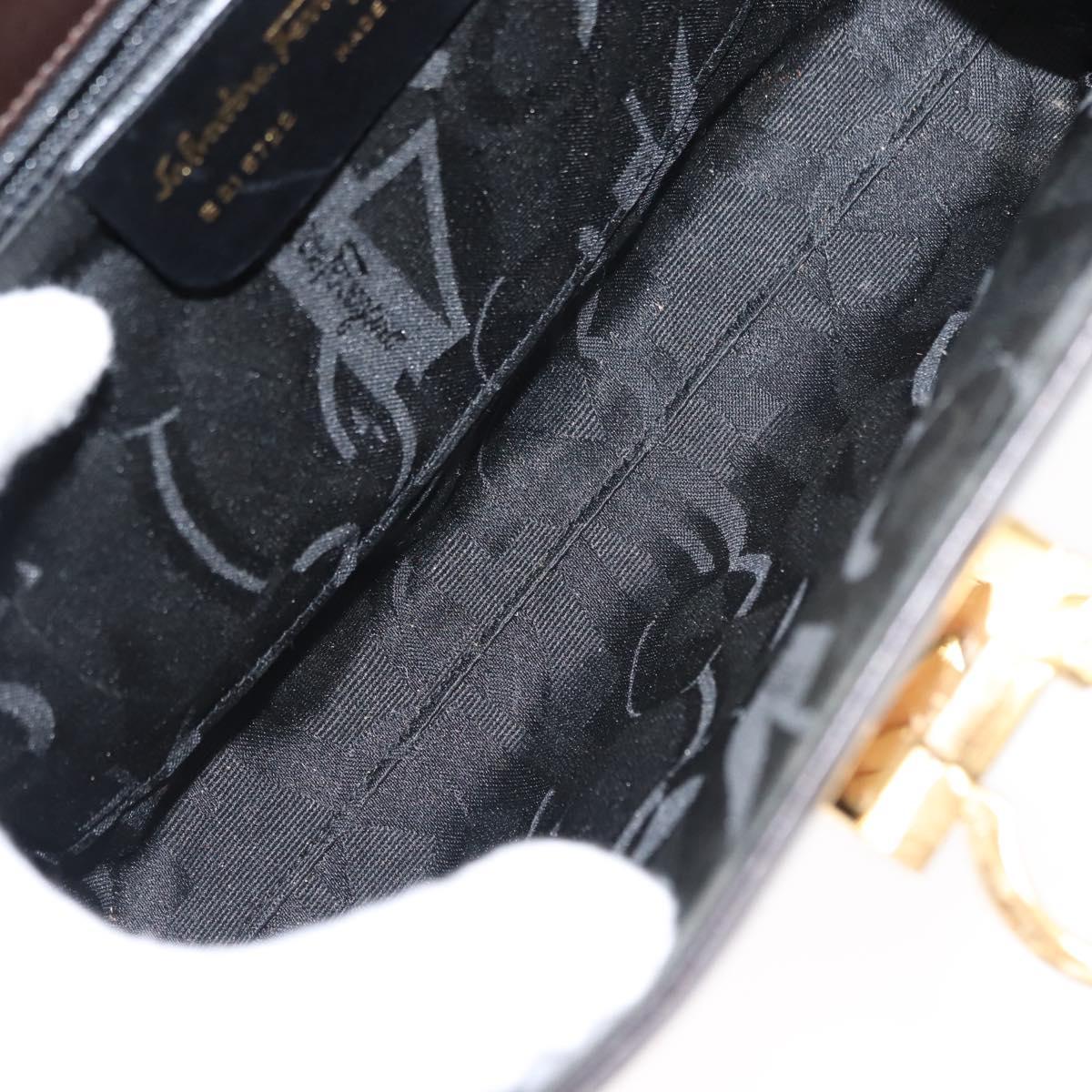 Salvatore Ferragamo Gancini Shoulder Bag Leather Brown Auth BA6800