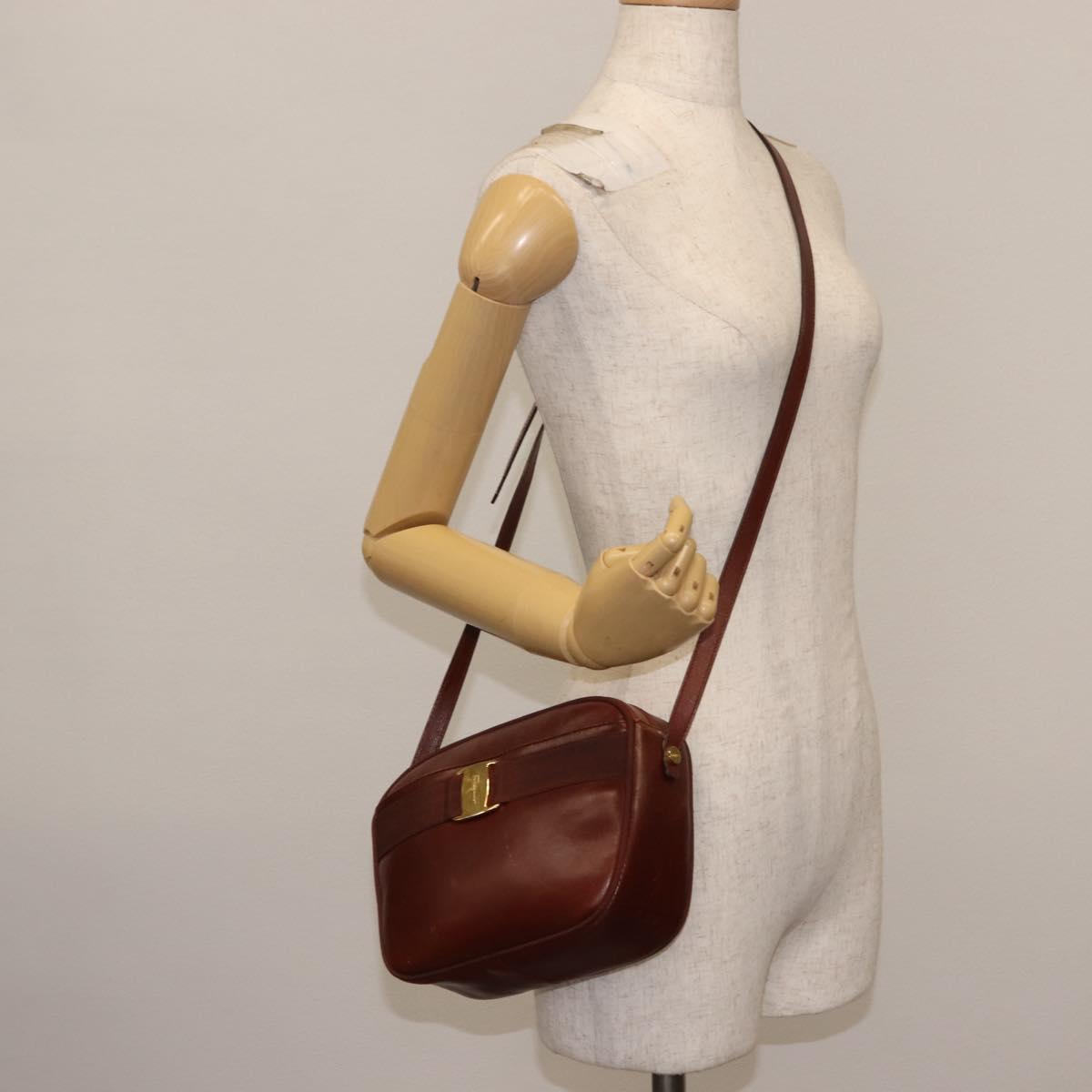 Salvatore Ferragamo Vala Shoulder Bag Leather Brown Auth BA6801