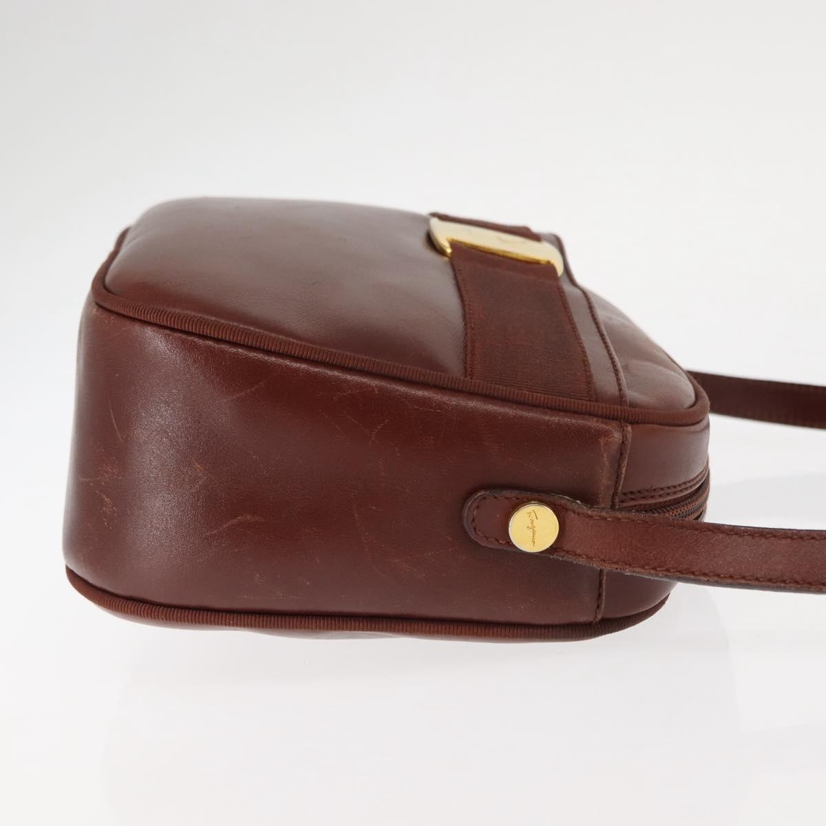 Salvatore Ferragamo Vala Shoulder Bag Leather Brown Auth BA6801