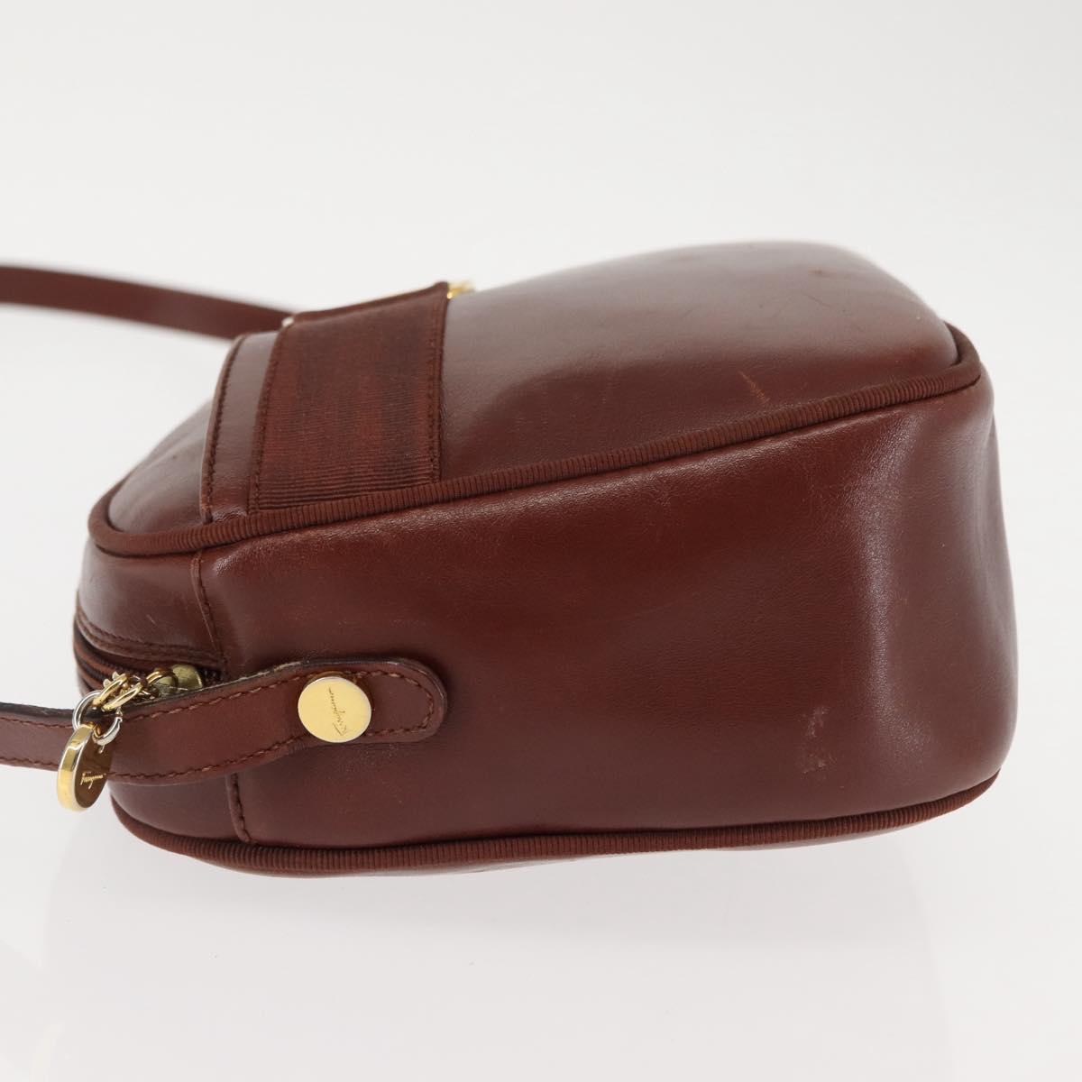 Salvatore Ferragamo Vala Shoulder Bag Leather Brown Auth BA6801