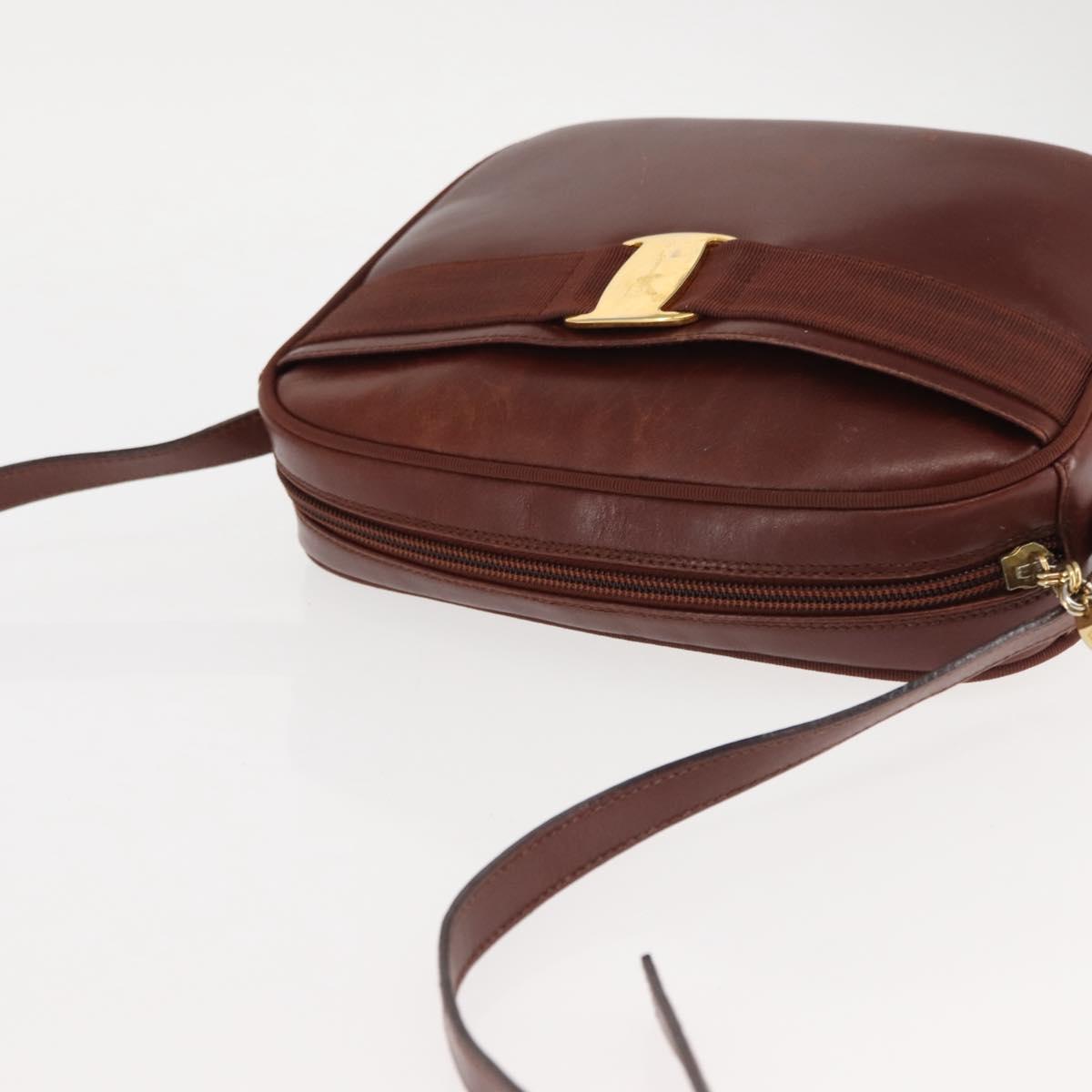 Salvatore Ferragamo Vala Shoulder Bag Leather Brown Auth BA6801