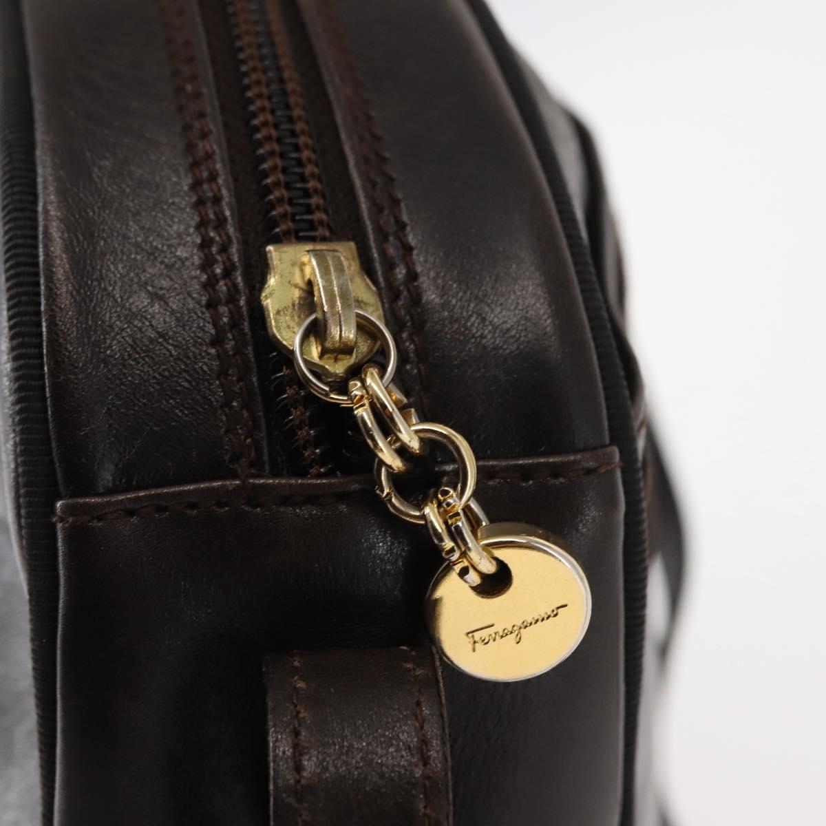 Salvatore Ferragamo Vala Shoulder Bag Leather Brown Auth BA6802