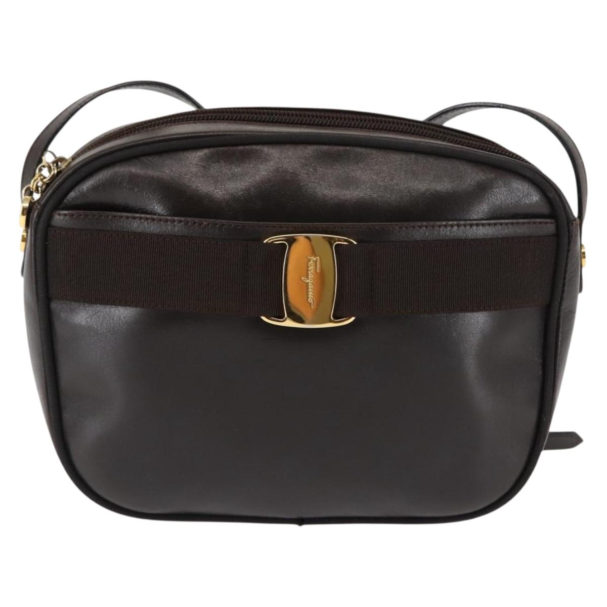 Salvatore Ferragamo Vala Shoulder Bag Leather Brown Auth BA6802