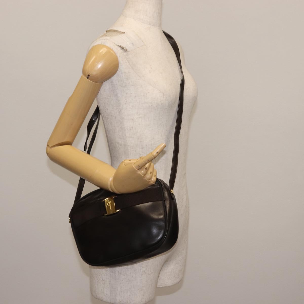Salvatore Ferragamo Vala Shoulder Bag Leather Brown Auth BA6802