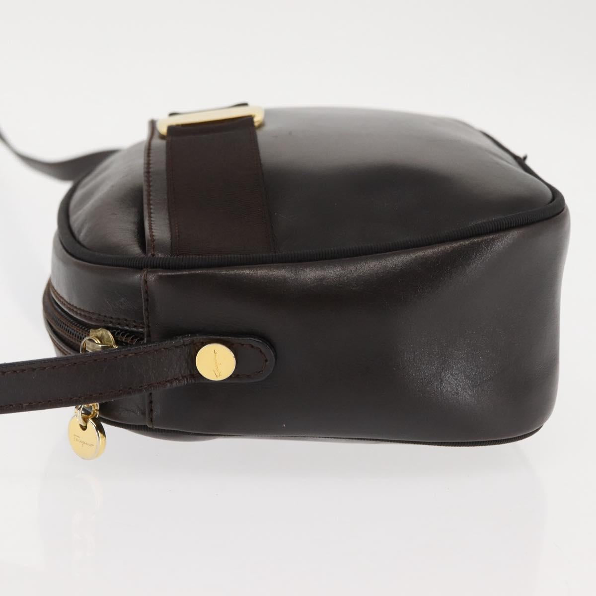 Salvatore Ferragamo Vala Shoulder Bag Leather Brown Auth BA6802