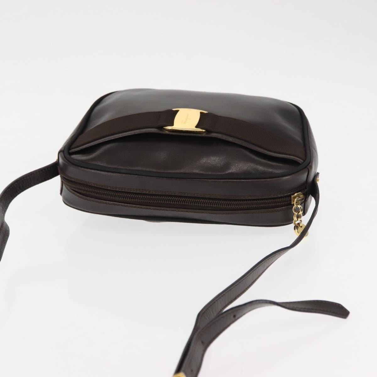 Salvatore Ferragamo Vala Shoulder Bag Leather Brown Auth BA6802