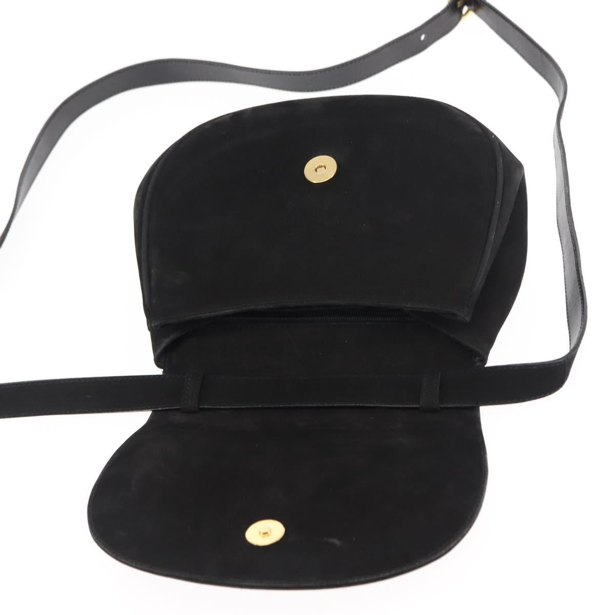 Salvatore Ferragamo Vala Shoulder Bag Suede Black Auth BA6803