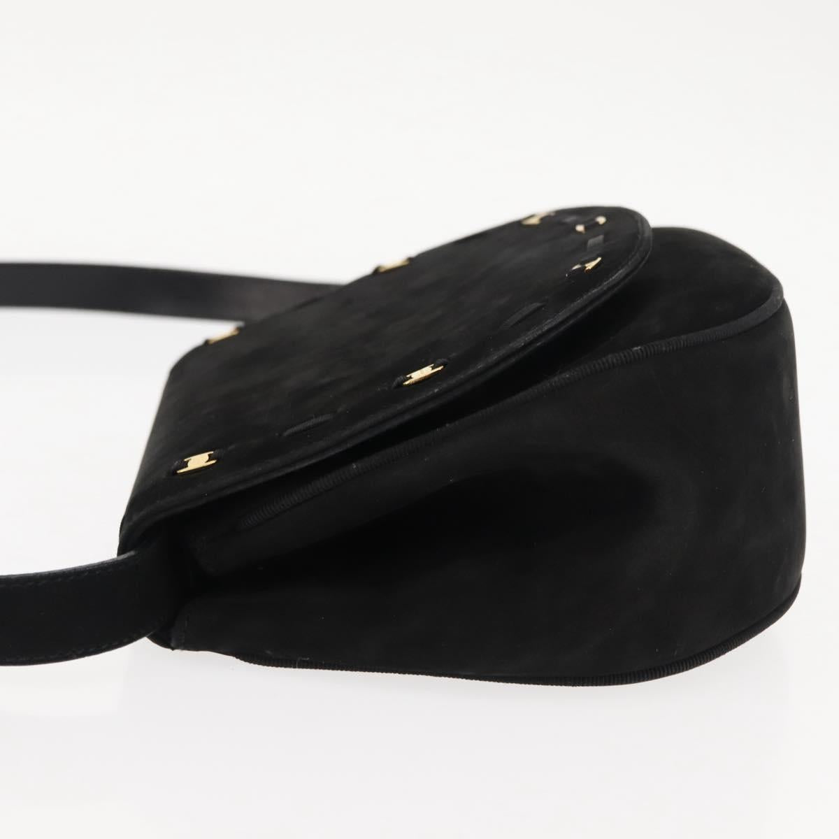 Salvatore Ferragamo Vala Shoulder Bag Suede Black Auth BA6803