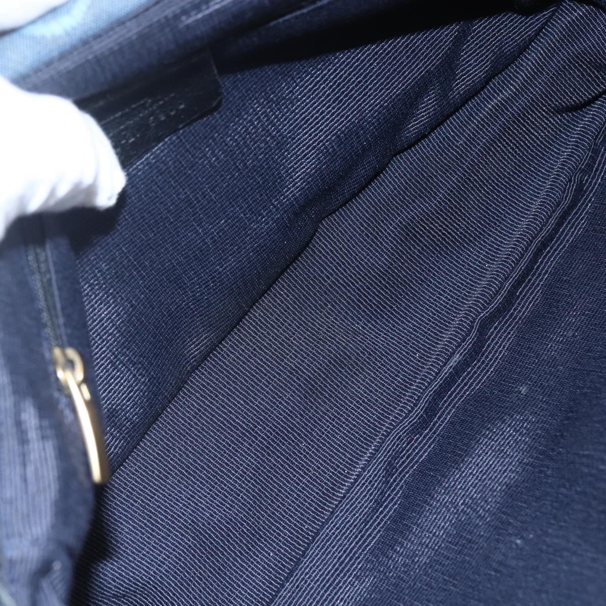 Salvatore Ferragamo Gancini Shoulder Bag Canvas Blue Auth BA6804