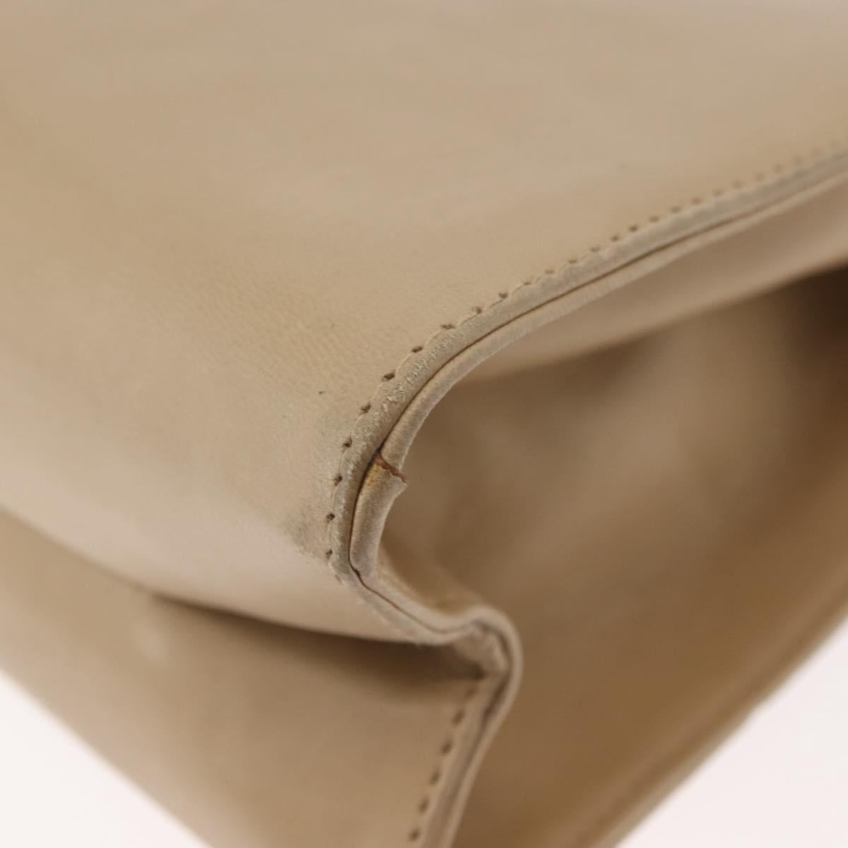 Salvatore Ferragamo Chain Shoulder Bag Leather Beige Auth BA6805